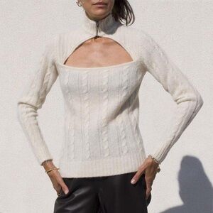 Ganni Alpaca Wool Mock Neck Zip up sweater size XS